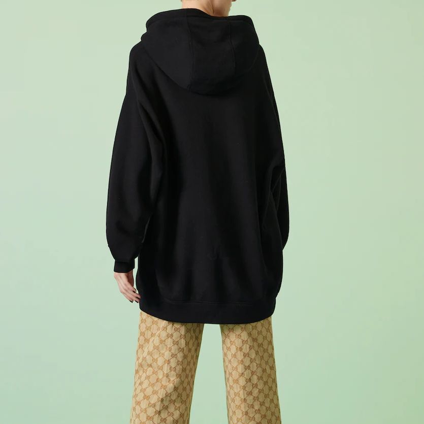 (Women) Gucci Solid Color Cotton Knit Hoodie - Black 753595-XJFV9-1043 圖 6