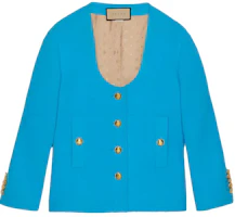 (Women) Gucci Solid Color U-Neck Long Sleeve Jacket 745110-ZANB7-4446 (Women) Gucci Solid Color U-Neck Long Sleeve Jacket 745110-ZANB7-4446