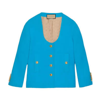 (Women) Gucci Solid Color U-Neck Long Sleeve Jacket 745110-ZANB7-4446