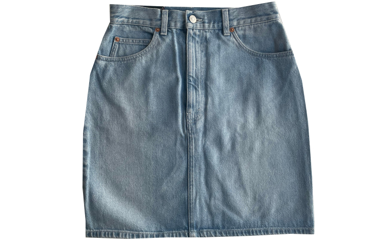 (Women) Gucci Solid Mid-Rise Straight Denim Skirt Blue 539778-XDAZ3-4048