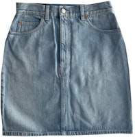(Women) Gucci Solid Mid-Rise Straight Denim Skirt Blue 539778-XDAZ3-4048 (Women) Gucci Solid Mid-Rise Straight Denim Skirt Blue 539778-XDAZ3-4048