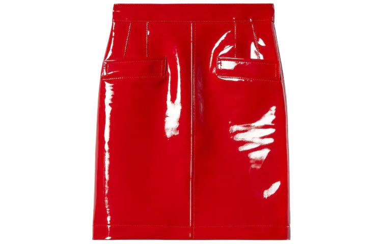(Women) Gucci Solid Red Leather Mini Skirt 756545-ZAM8S-6269