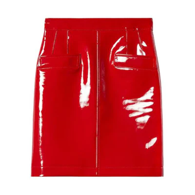 (Women) Gucci Solid Red Leather Mini Skirt 756545-ZAM8S-6269