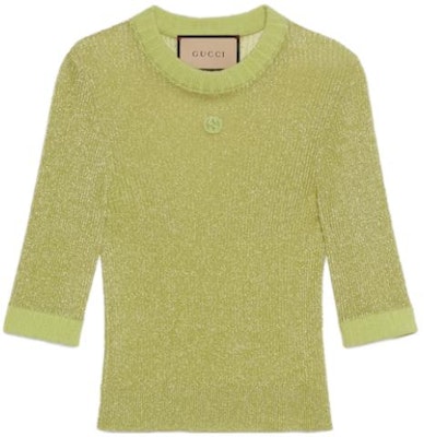 (W) グッチ ソリッド リブ編み クルーネック 半袖セーター 773226-XKDNU-3823 Buy (W) グッチ ソリッド リブ編み クルーネック 半袖セーター 773226-XKDNU-3823