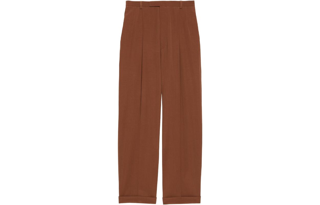 (Women) Gucci Solid Wool Straight-Leg Trousers Khaki SS23 690474-ZAJSI-2208