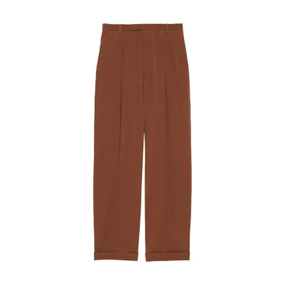 (Women) Gucci Solid Wool Straight-Leg Trousers Khaki SS23 690474-ZAJSI-2208