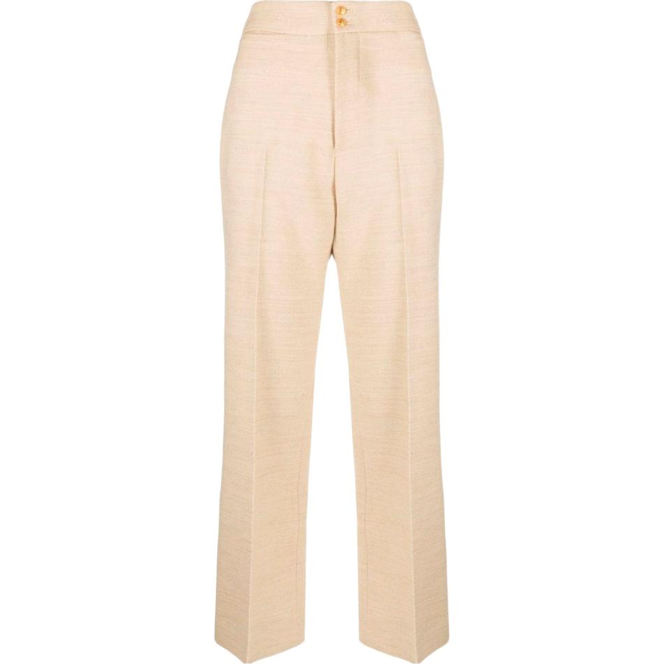 (Women) Gucci Solid Zip High-Waisted Casual Pants Women Beige 726112-ZAKGG-9033