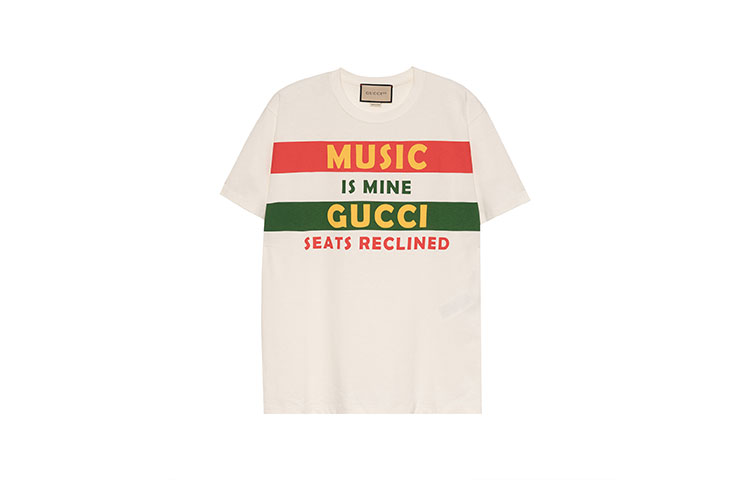 (Women) Gucci Special 100 Striped Logo Tee Women’s Off-White 615044-XJDW4-9095