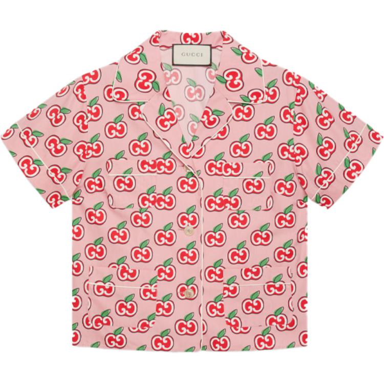 (Women) GUCCI Special Edition Pink Bowling Short Sleeve UV Shirt 629004-ZAEYQ-5196
