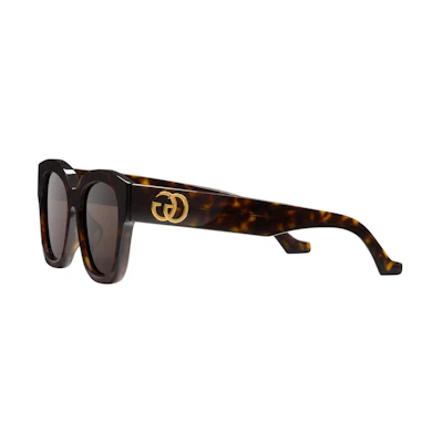 (Women) GUCCI Square Acetate Sunglasses for Women Tortoiseshell with Logo Temples. 778270J07402323