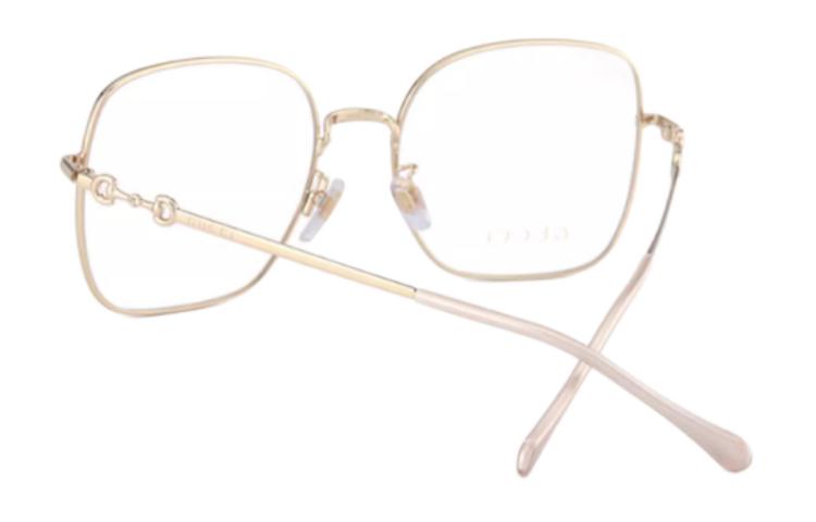 Shop (Women) GUCCI Square Optical Glasses Women Gold/Silver Urban Design Alloy Frame 0883