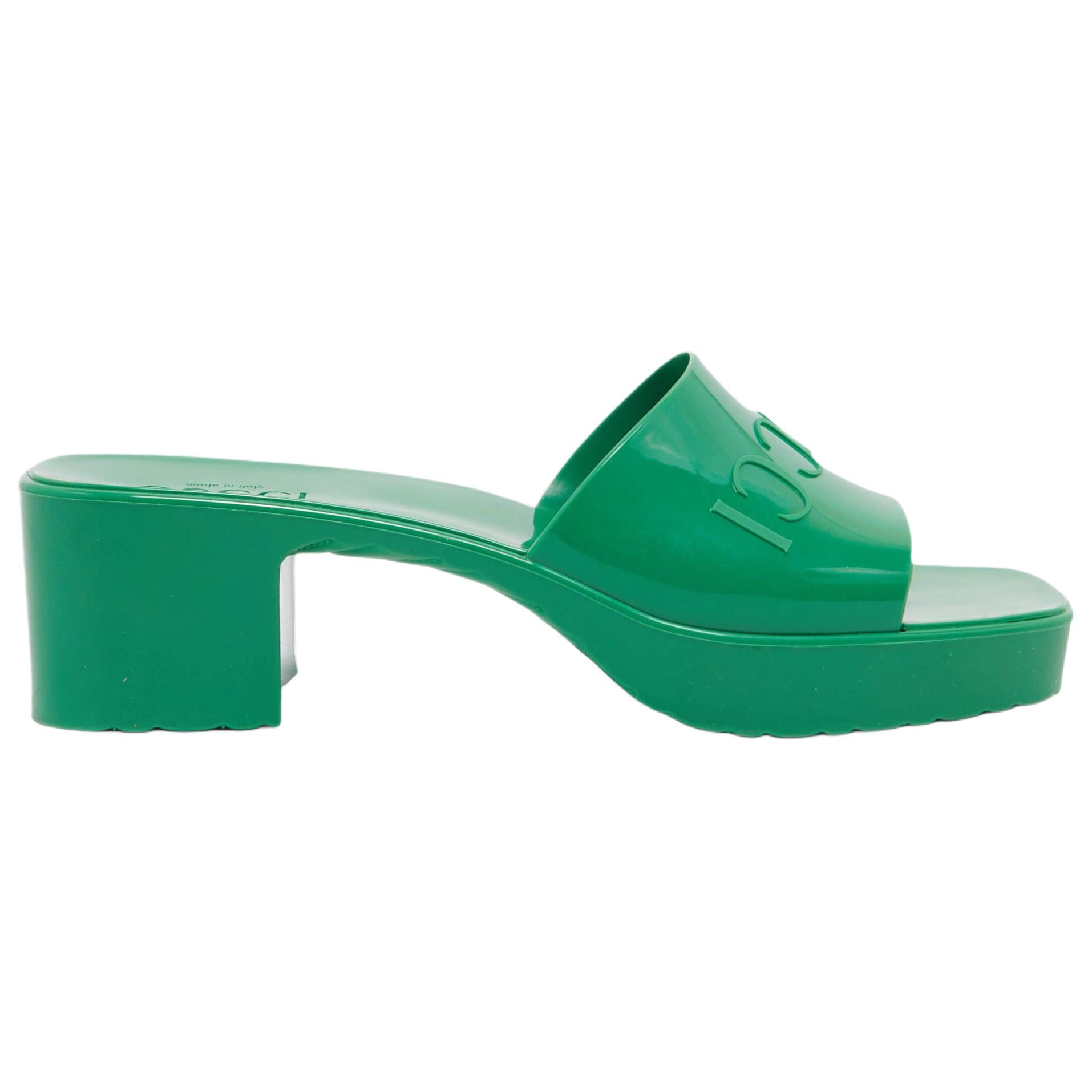 (W) Gucci Square Toe Open Back Slide 'Green' 圖 2