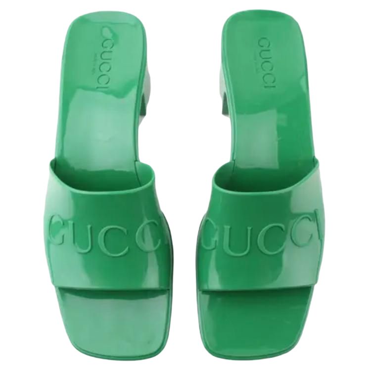 (W) Gucci Square Toe Open Back Slide 'Green' 圖 5