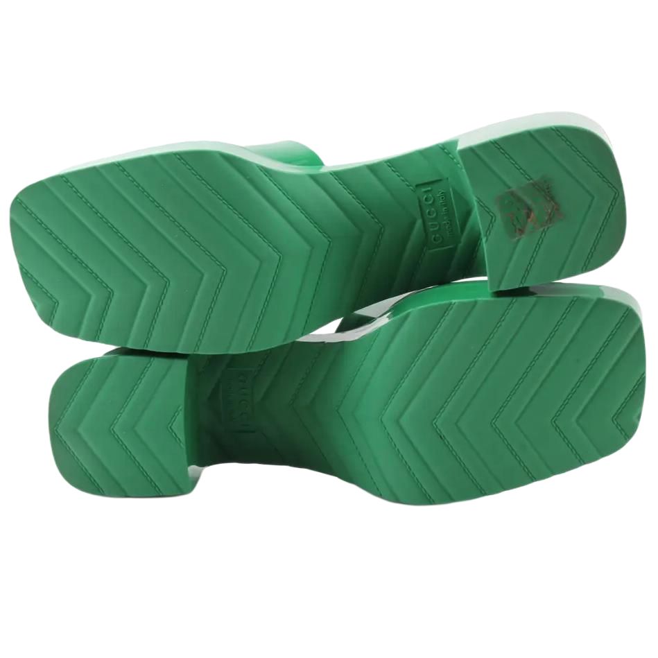 (W) Gucci Square Toe Open Back Slide 'Green' 圖 7