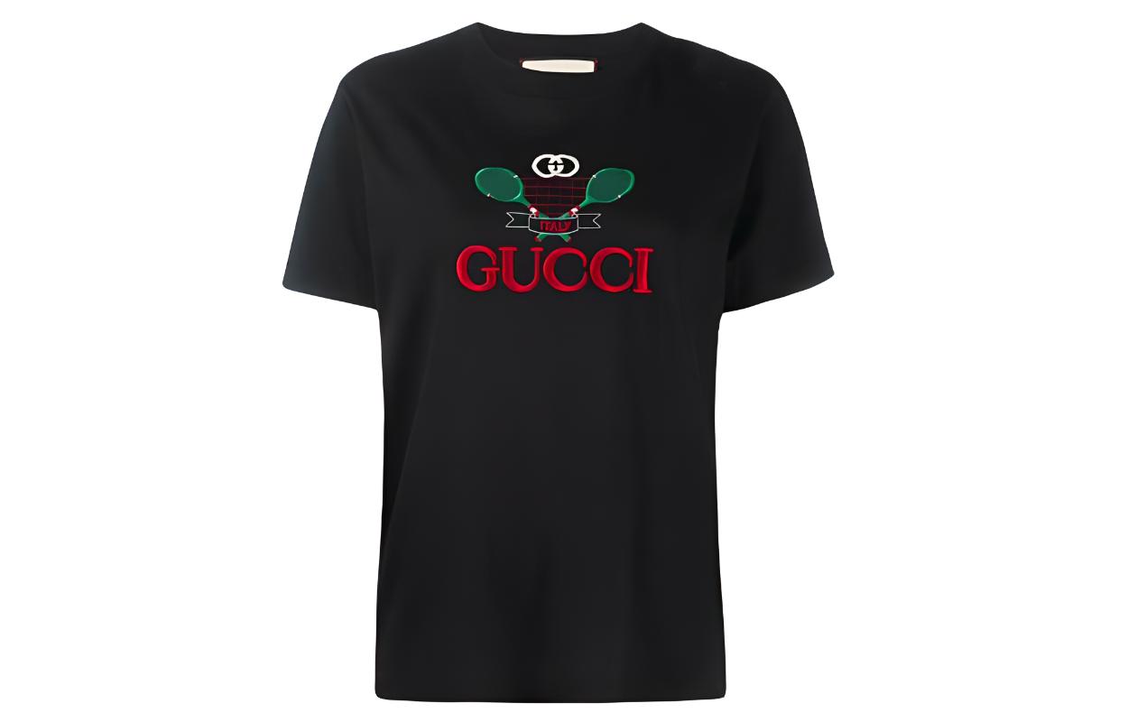 (Women) Gucci SS20 Logo Cotton Short Sleeve T-Shirt Black 580762-XJBHP-1082