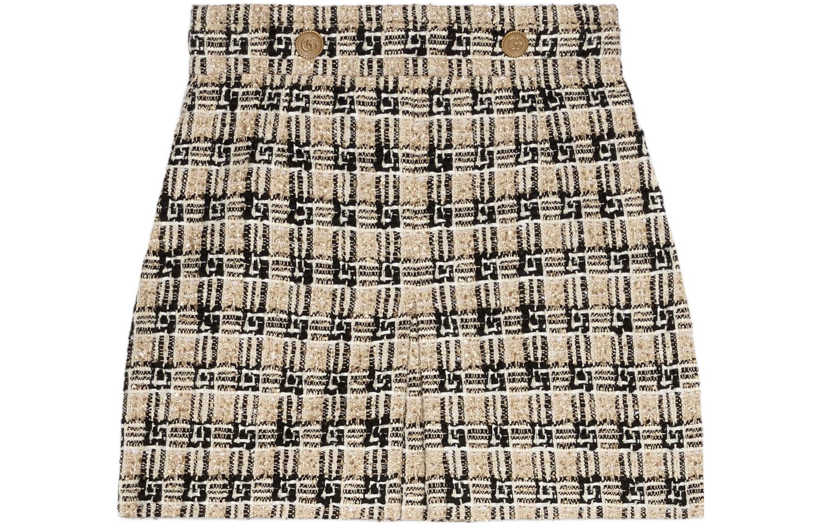 (Women) GUCCI SS21 Beige Square G Tweed Mini Skirt for Women 661562-ZAGLP-2108