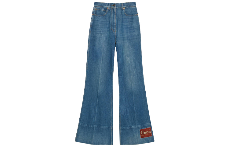 Buy (W) 구찌 SS21 플레어드 워싱 데님 청바지 블루 624217-XDA6N-4759