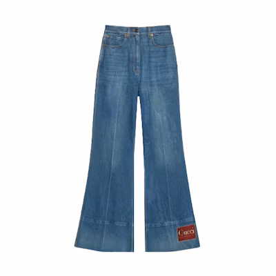 (Women) Gucci SS21 Flared Washed Denim Jeans Blue 624217-XDA6N-4759