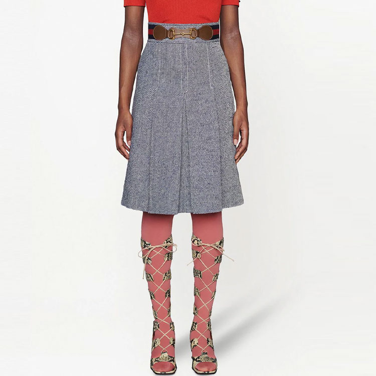 (Women) GUCCI SS21 Grey Pleated Casual Dress with Horsebit Details. 643509-Z8AM0-4447 圖 4