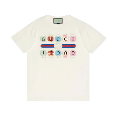 (Women) Gucci SS21 Heart Apple Logo Print T-Shirt Beige 615044-XJDOG-9095