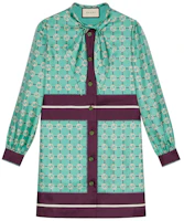 (Women) Gucci SS21 Light Blue Interlocking GG Print Long Sleeve Dress 633275-ZAFP9-4559 (Women) Gucci SS21 Light Blue Interlocking GG Print Long Sleeve Dress 633275-ZAFP9-4559