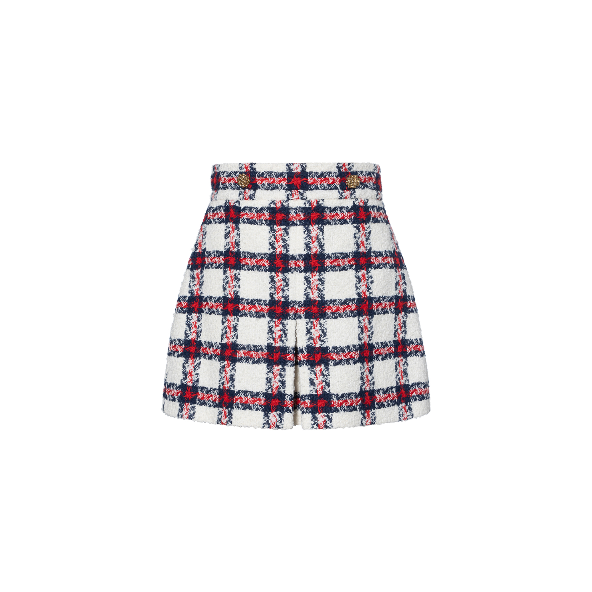 (Women) Gucci SS21 Plaid Tweed Casual Mini Skirt Multicolor 661562-ZAGLK-9098
