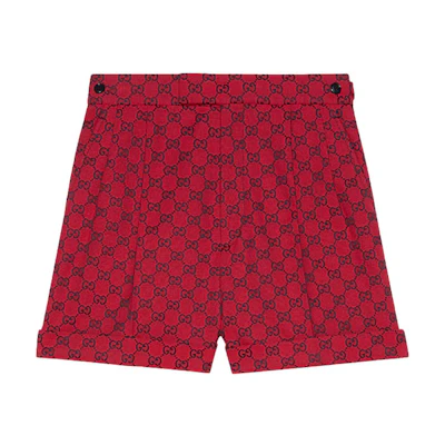 (Women) Gucci SS21 Red GG Monogram Colorblock Canvas Shorts 661589-ZAF4S-6431
