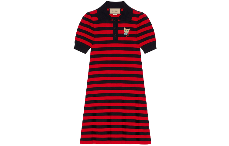 (Women) Gucci SS21 Red Striped Knit Polo Dress 657895-XKBSJ-4668