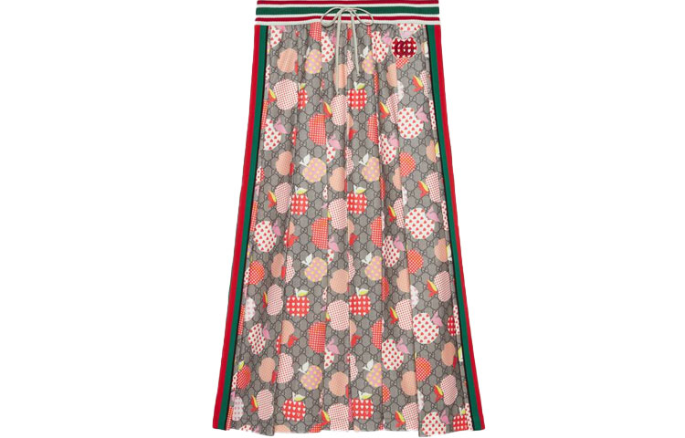 (Women) Gucci SS21 Special Heart Apple Pattern Brown Skirt for Women 663574-XJDOD-5943