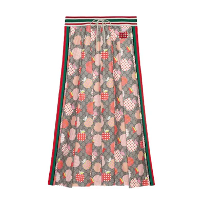 (Women) Gucci SS21 Special Heart Apple Pattern Brown Skirt for Women 663574-XJDOD-5943