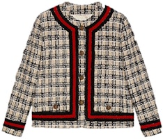 (Women) Gucci SS21 Square GG Patterned Tweed Jacket Women Black 652255-ZAGLP-2254 (Women) Gucci SS21 Square GG Patterned Tweed Jacket Women Black 652255-ZAGLP-2254