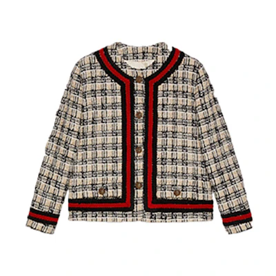 (Women) Gucci SS21 Square GG Patterned Tweed Jacket Women Black 652255-ZAGLP-2254