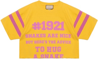 (Women) Gucci SS22 1921 Logo Colorblock Striped Cotton Tee Yellow 660868-XJDKG-7256 (Women) Gucci SS22 1921 Logo Colorblock Striped Cotton Tee Yellow 660868-XJDKG-7256