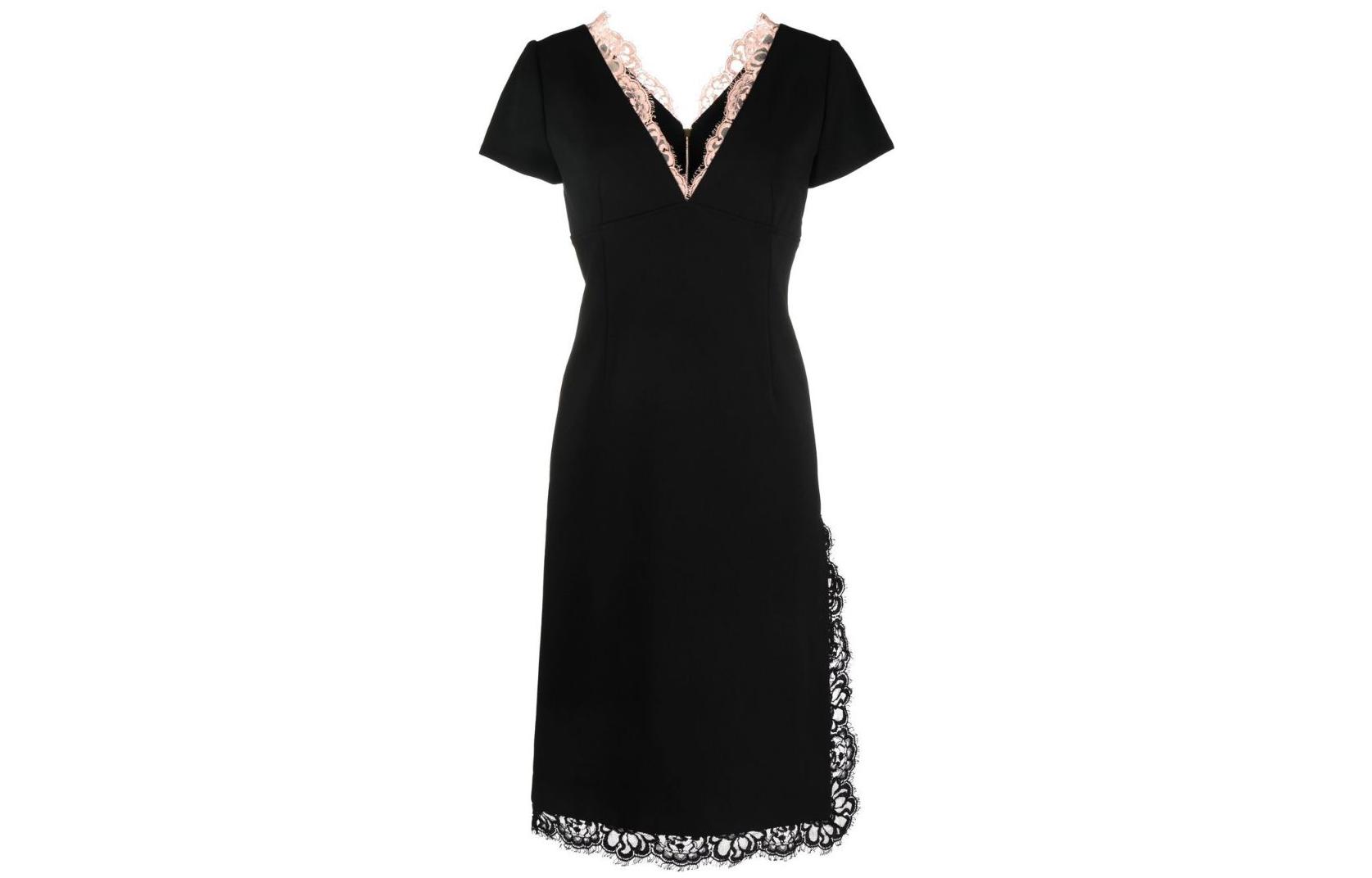 (Women) GUCCI SS22  Black Lace Trim V-Neck Short Sleeve Dress. 688406-XJD5M-1024 圖 2