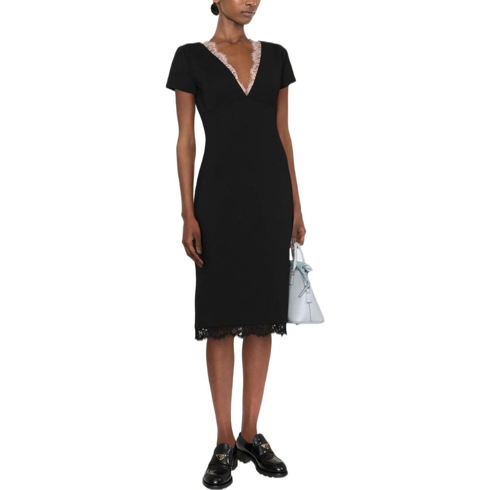 (Women) GUCCI SS22  Black Lace Trim V-Neck Short Sleeve Dress. 688406-XJD5M-1024 圖 3