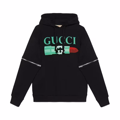 (Women) GUCCI SS22 Black Logo Print Hoodie Pullover Sweatshirt 743404-XJFIX-1082