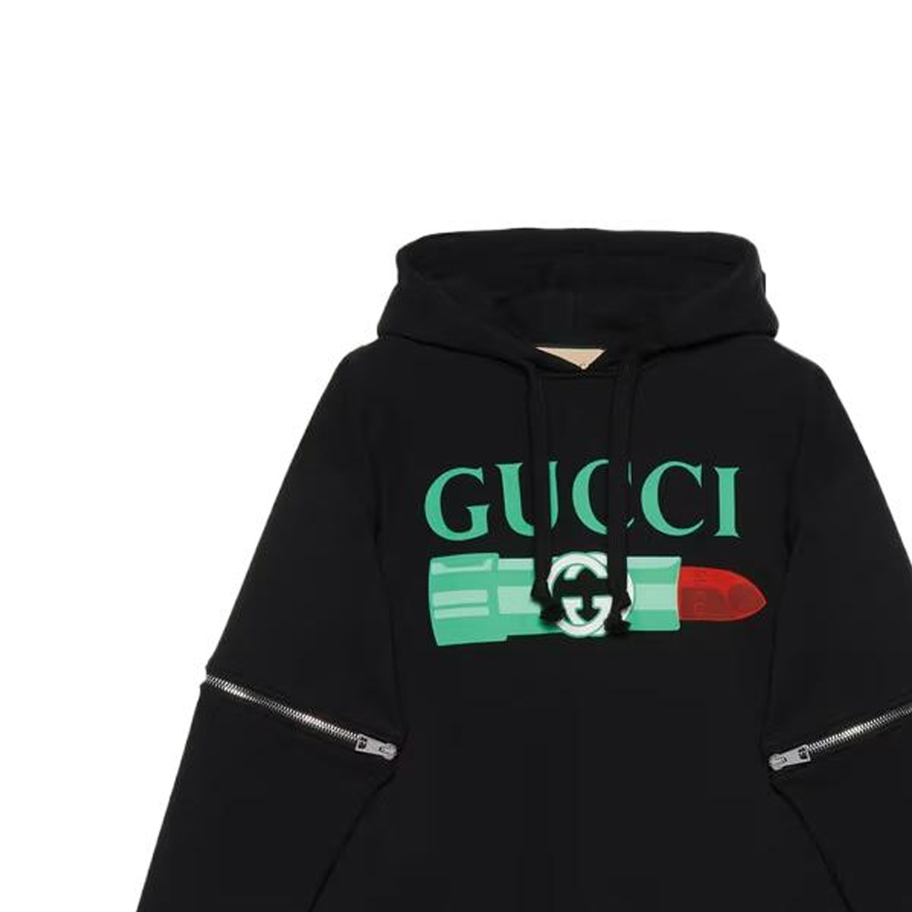 Details for (W) グッチ SS22 ブラック ロゴ プリント パーカー プルオーバー スウェットシャツ 743404-XJFIX-1082