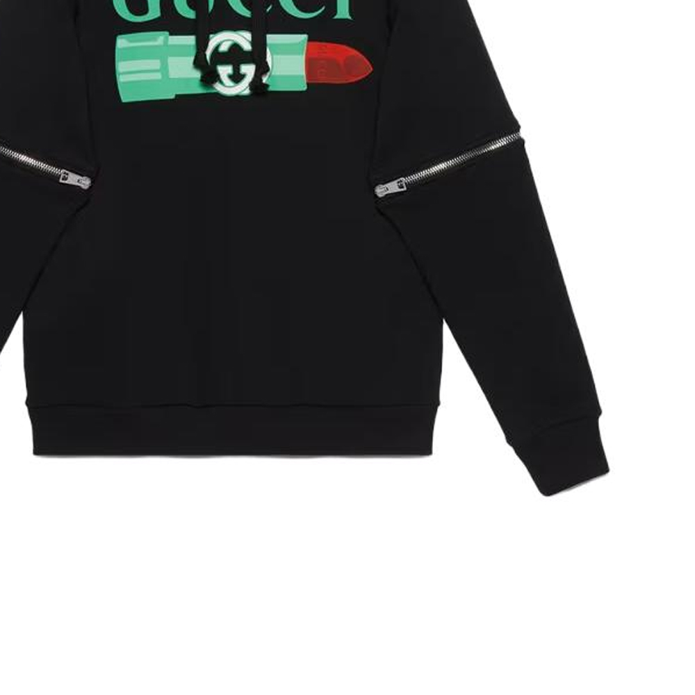 Sizing (W) グッチ SS22 ブラック ロゴ プリント パーカー プルオーバー スウェットシャツ 743404-XJFIX-1082