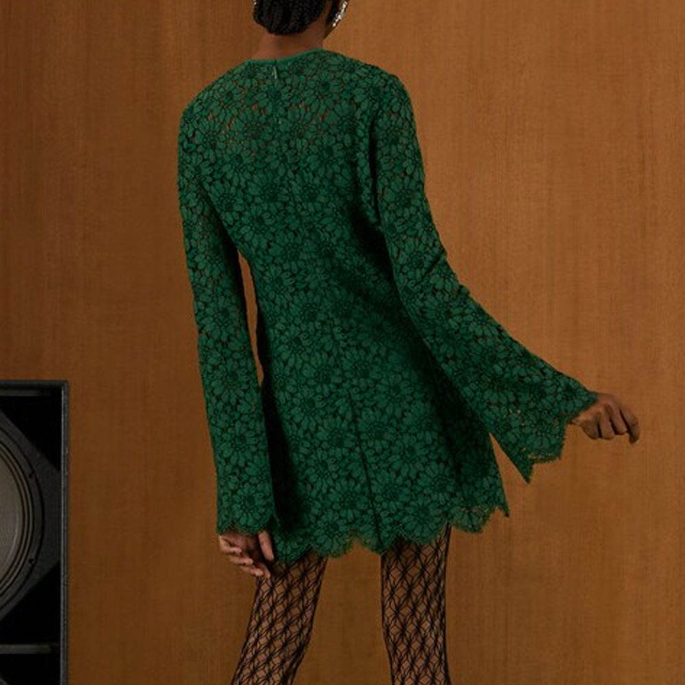 (Women) GUCCI SS22  Green Floral Lace Long Sleeve Zip-Up Dress. 685922-ZJT76-3105 圖 4