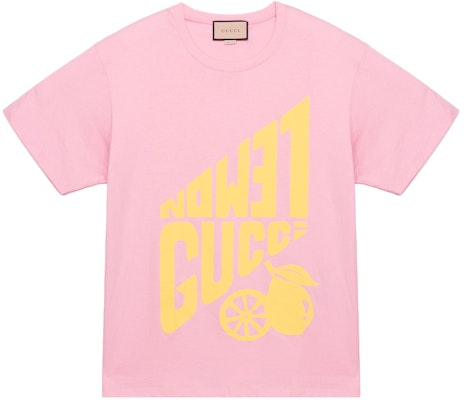 (Women) Gucci SS22 "Lemon" Print Logo Pink Cotton Short Sleeve T-Shirt () 615044-XJD08-5673 Buy (Women) Gucci SS22 "Lemon" Print Logo Pink Cotton Short Sleeve T-Shirt () 615044-XJD08-5673