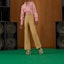 Lookbook (W) GUCCI SS22 Pantalones Casuales Marrón Claro de Corte Suelto Color Sólido. 690743-ZAFHJ-2286