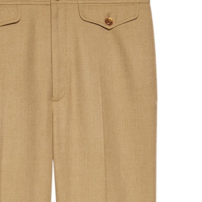 (W) GUCCI SS22 Pantalones Casuales Marrón Claro de Corte Suelto Color Sólido. 690743-ZAFHJ-2286 Details for (W) GUCCI SS22 Pantalones Casuales Marrón Claro de Corte Suelto Color Sólido. 690743-ZAFHJ-2286