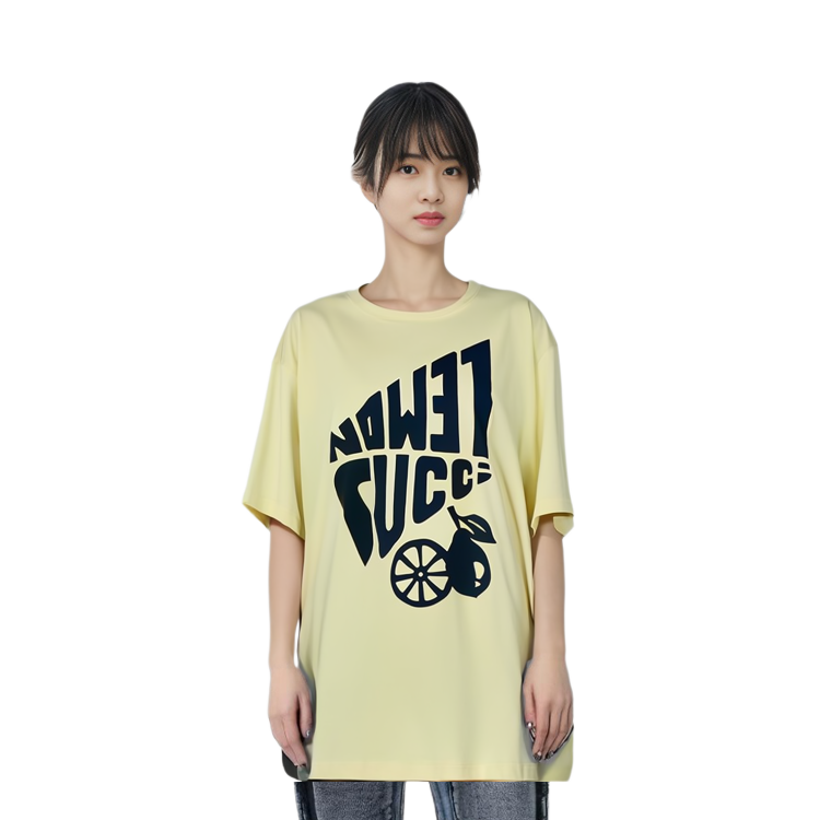 (Women) GUCCI SS22  Yellow Loose Fit Logo Print Short-Sleeve T-Shirt. 616036-XJDWF-7462 圖 6