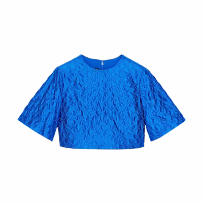 (Women) Gucci SS22 Aria Blue Double G Embroidery T-Shirt 681569-ZAIDC-4256