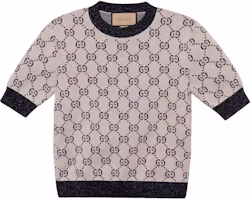(Women) Gucci SS22 Aria Collection Logo Metallic Jacquard Knit Tee Grey 692717-XKB54-9071 (Women) Gucci SS22 Aria Collection Logo Metallic Jacquard Knit Tee Grey 692717-XKB54-9071