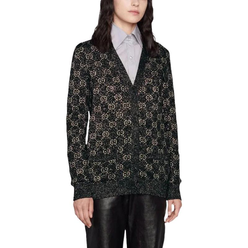 (Women) GUCCI SS22 Aria Fashion GG Monogram Single-Breasted Knit Cardigan Women Black. 678434-XKB54-1284 圖 4
