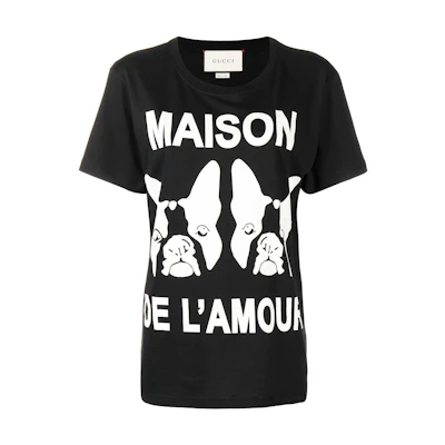 (Women) Gucci SS22 Black Animal Alphabet Print T-Shirt 492347-X3P09-1955