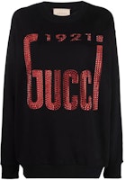 (Women) Gucci SS22 Black Crystal Logo Crewneck Long-Sleeve Sweatshirt 617964XJD3I-1043 (Women) Gucci SS22 Black Crystal Logo Crewneck Long-Sleeve Sweatshirt 617964XJD3I-1043