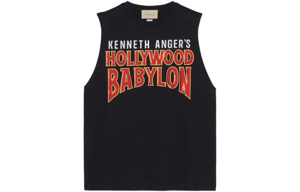 (Women) Gucci SS22 Black Print Sleeveless Crewneck T-shirt 688407-XJEDM-1043