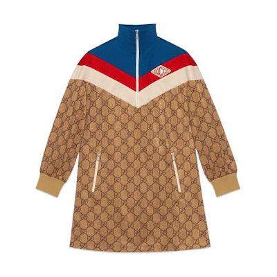 (Women) Gucci SS22 Brown Logo Embroidery Long Sleeve Dress for Women 526526-X9W22-2035